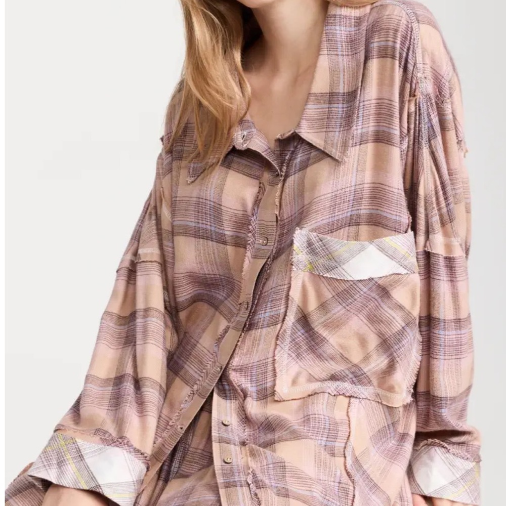 Free people flannel pajama top